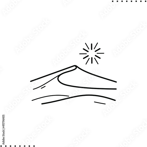 Desert, wilderness, sands of  Sahara vector icon in outlines