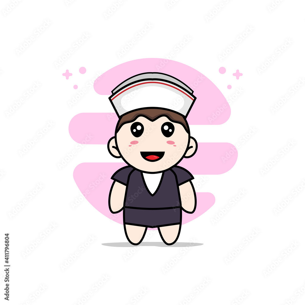 Cute business woman character wearing nanny costume. Cute business woman character wearing nanny costume.