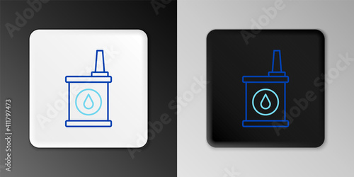 Line Canister for motor machine oil icon isolated on grey background. Oil gallon. Oil change service and repair. Colorful outline concept. Vector.