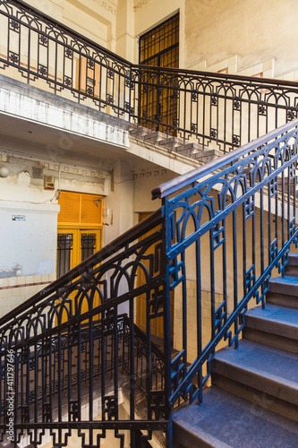 Abstract detail of stairs in Old budapest building interior