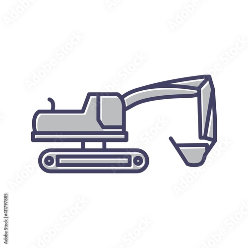 Unique Excavator Line Vector Icon