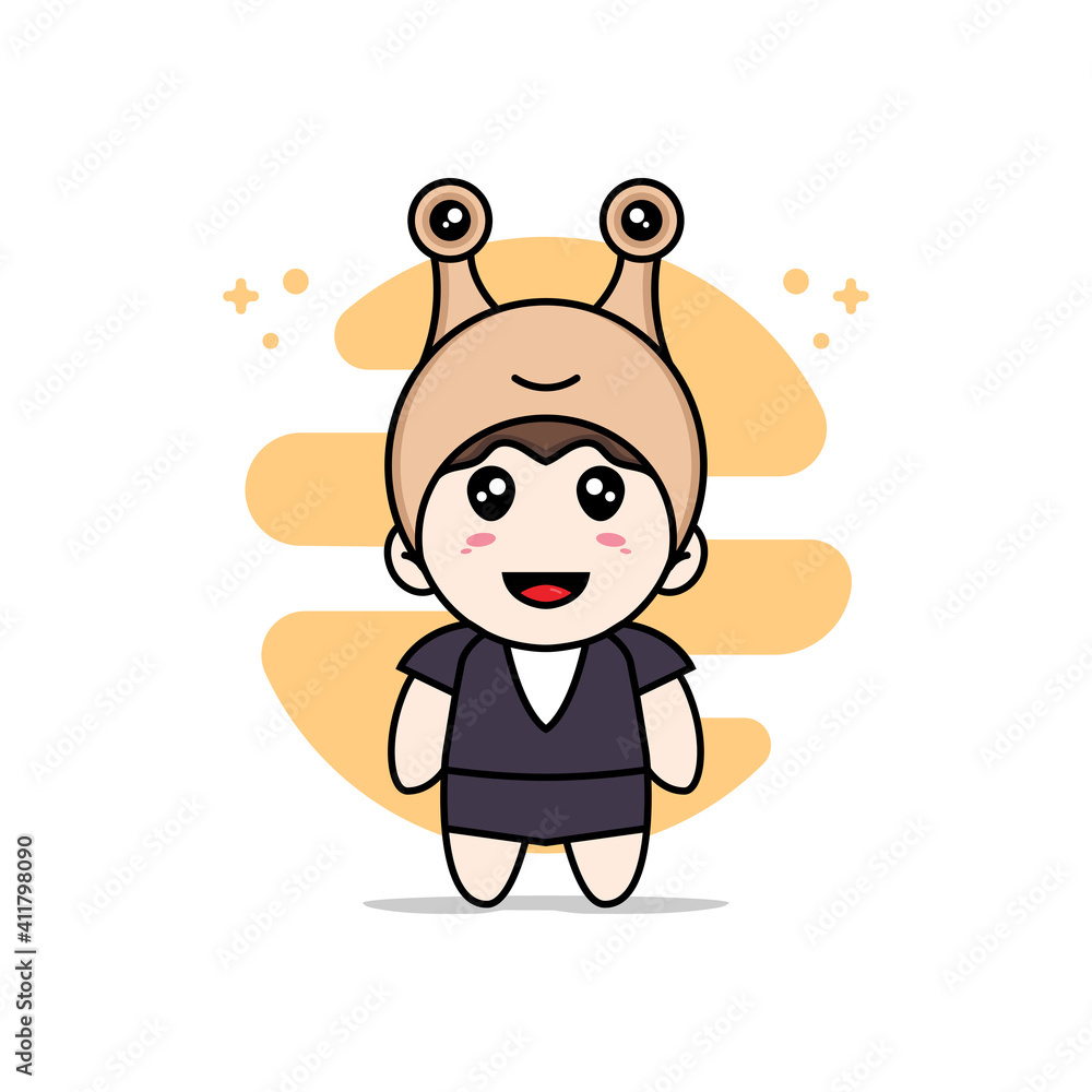 Cute business woman character wearing snail costume. Stock Vector | Adobe  Stock