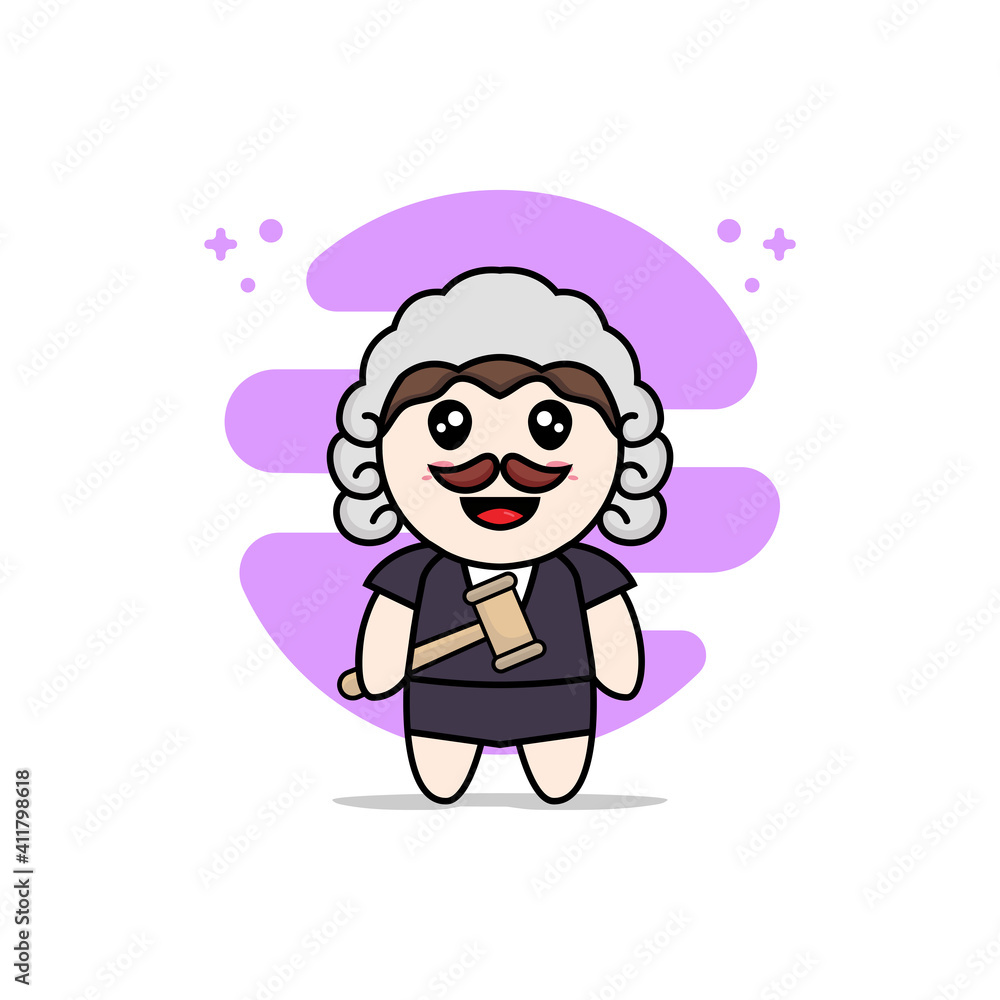 Cute business woman character wearing judge costume. Cute business woman character wearing judge costume.