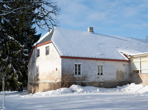 old manor in winter time, europe, estonia © Urmas