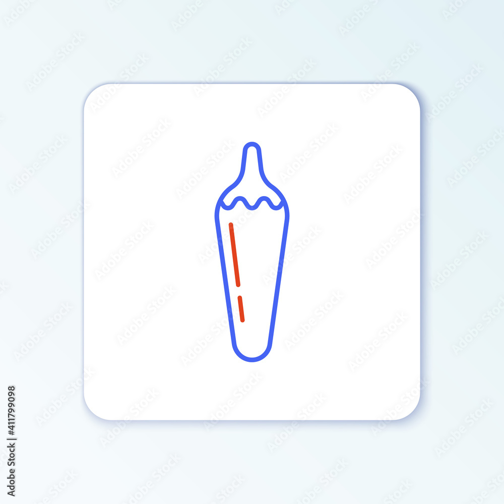 Line Hot chili pepper pod icon isolated on white background. Design for grocery, culinary products, seasoning and spice package, cooking book. Colorful outline concept. Vector. Line Hot chili pepper pod icon isolated on white background. Design for grocery, culinary products, seasoning and spice package, cooking book. Colorful outline concept. Vector.