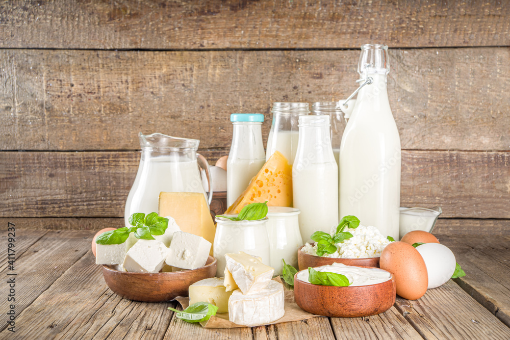 Various farm dairy products Stock Photo Adobe Stock