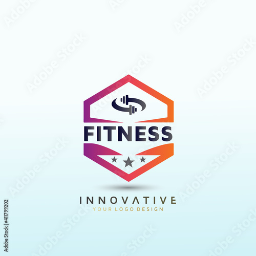 personal training and nutrition Modern Fitness icon design. Dumbbell icon Vector logo design template.