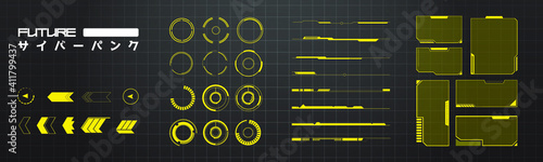 Obraz na płótnie Information box bars and modern digital info frame layout templates. User Interface and Experience. Vector Illustration A set of frames, callouts for user menu interface elements in futuristic HUD w salonie