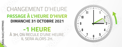 Passage à l'heure d'hiver - Changement d'heure le 31 Octobre 2021