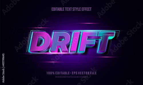 Text style Effect bright color. Editable text.