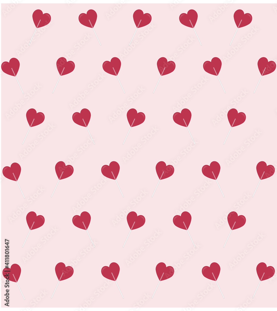 Red heart pattern. Heart candy pattern fabric, covers, wallpapers, print, gift wrap. Vector illustration for your design.Colorful modern background. Print pattern