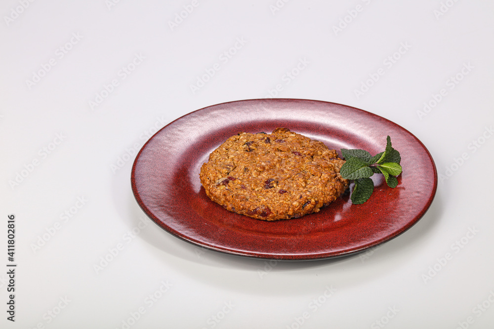 Natural homemade cookie in the plate Natural homemade cookie in the plate