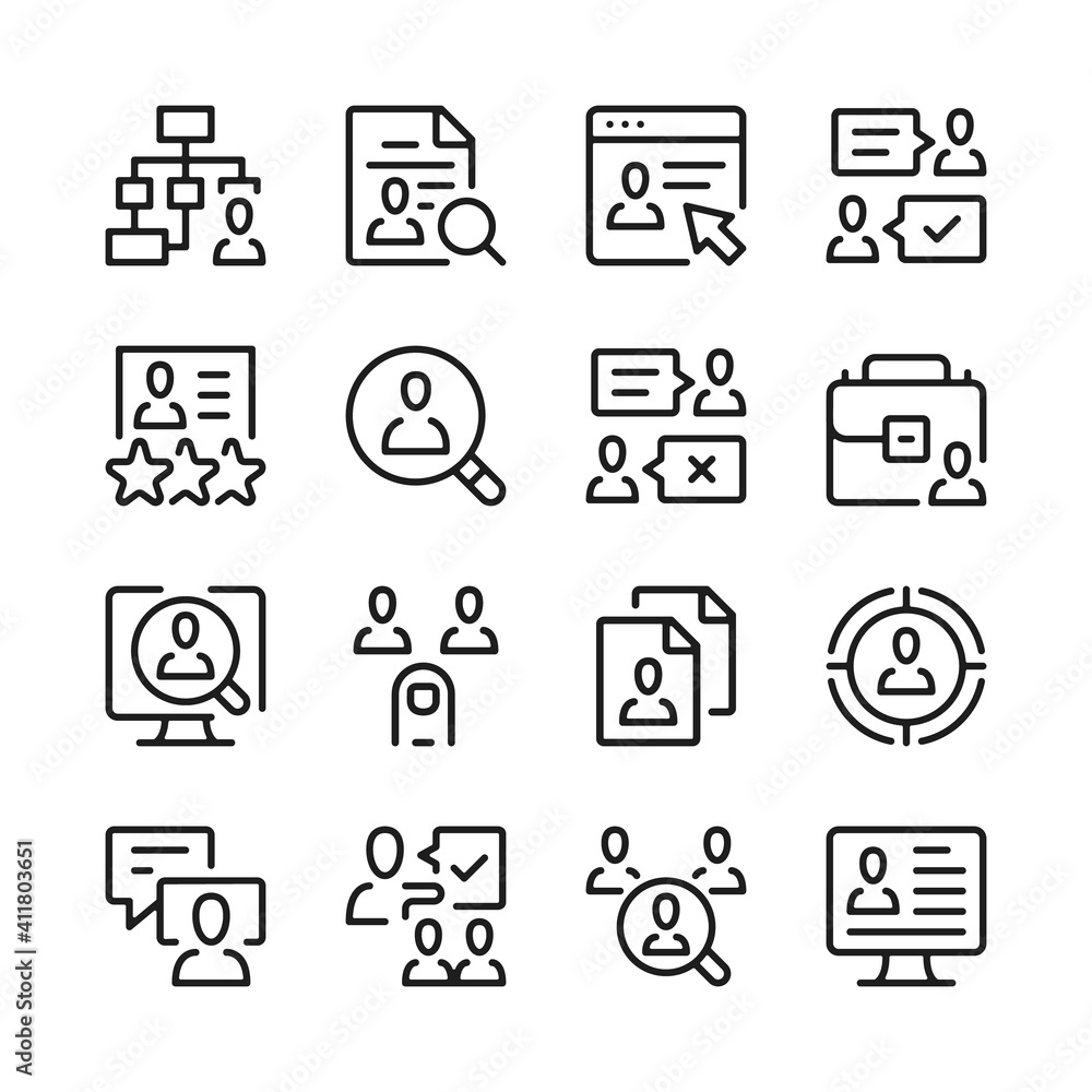 Headhunting line icons set. Modern graphic design concepts, simple outline elements collection. Vector line icons