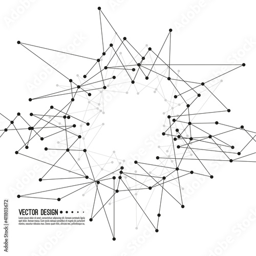 Virtual abstract background with particle, molecule structure. genetic and chemical compounds. Science and connection concept. Social network. Lines plexus scientific cybernetic vector illustration.