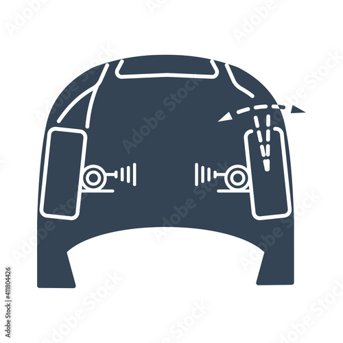 Vector black icon car service, wheel alignment, toe angle