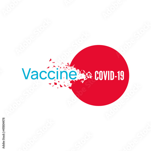 Vector illustration of a vaccine destructive coronavirus. Vaccination against covid-19.