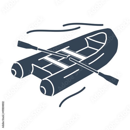 Vector black icon inflatable rubber boat