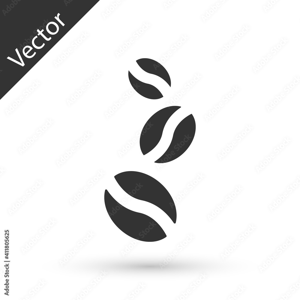 Grey Coffee beans icon isolated on white background. Vector. Grey Coffee beans icon isolated on white background. Vector.