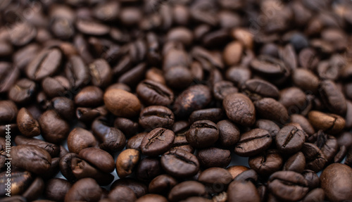 Background image with roasted brown coffee beans