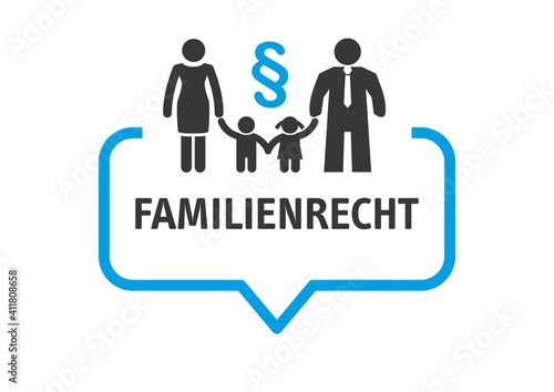 Sprechblase Familienrecht Symbol mit deutschem Text