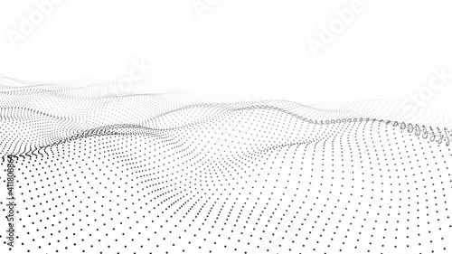 Abstract gradient wave of particles. Big data. Digital background. Futuristic vector illustration.