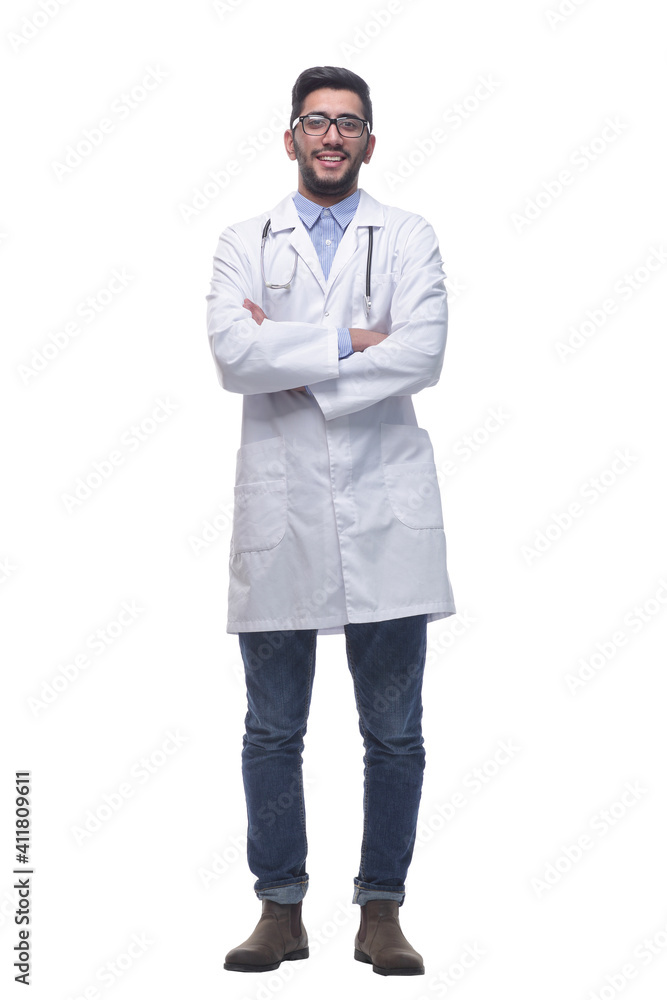 confident experienced doctor looking at you . isolated on a white background. confident experienced doctor looking at you . isolated on a white background.