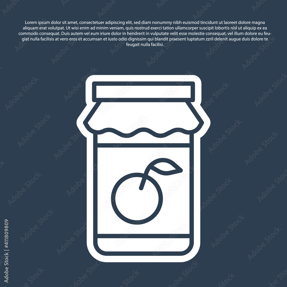 Blue line Jam jar icon isolated on blue background. Vector. Blue line Jam jar icon isolated on blue background. Vector.