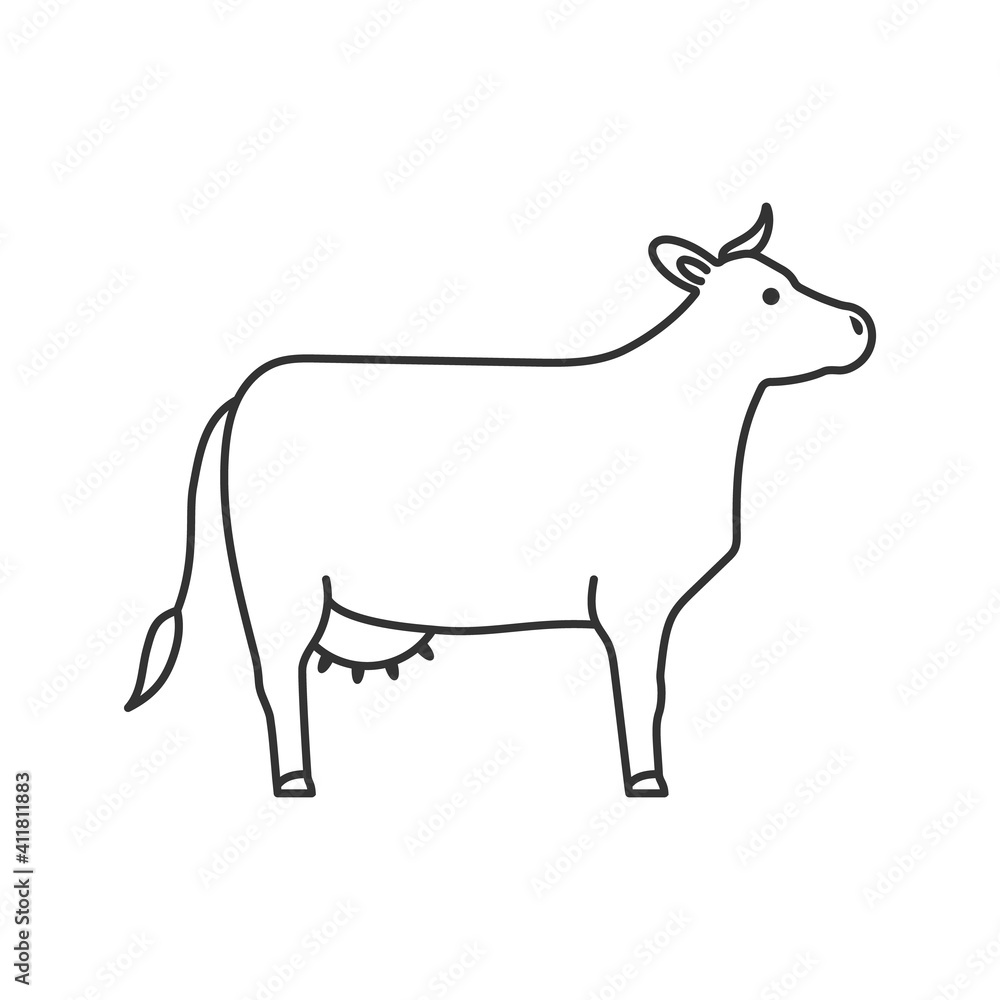 Cow side view linear outline empty sign vector illustration. Cow side view linear outline empty sign vector illustration.