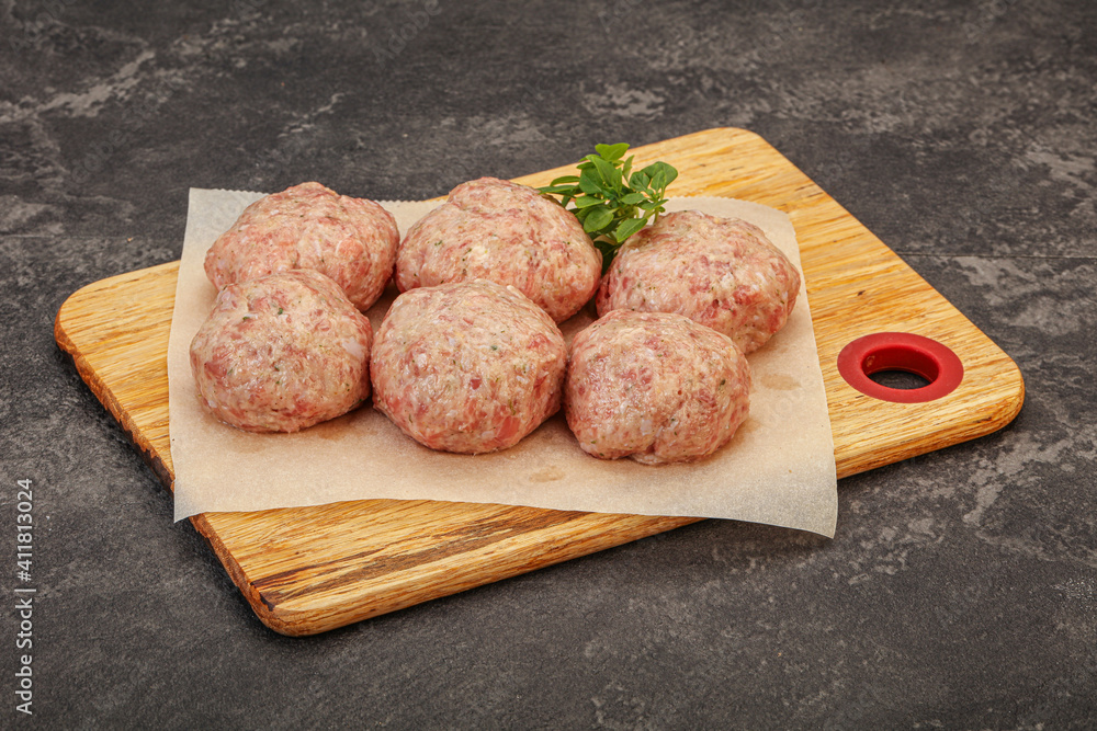 Raw turkey meatball for cooking Raw turkey meatball for cooking