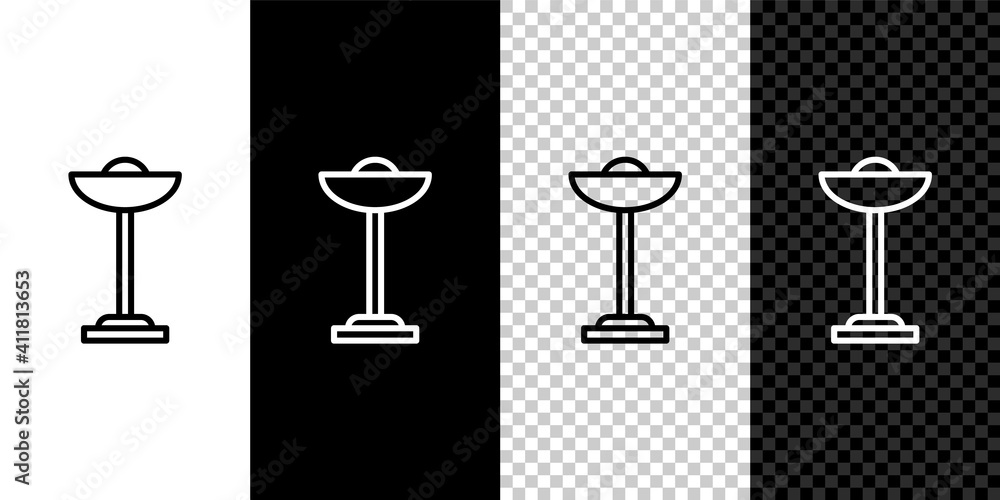 Set line Floor lamp icon isolated on black and white,transparent background. Vector. Set line Floor lamp icon isolated on black and white,transparent background. Vector.