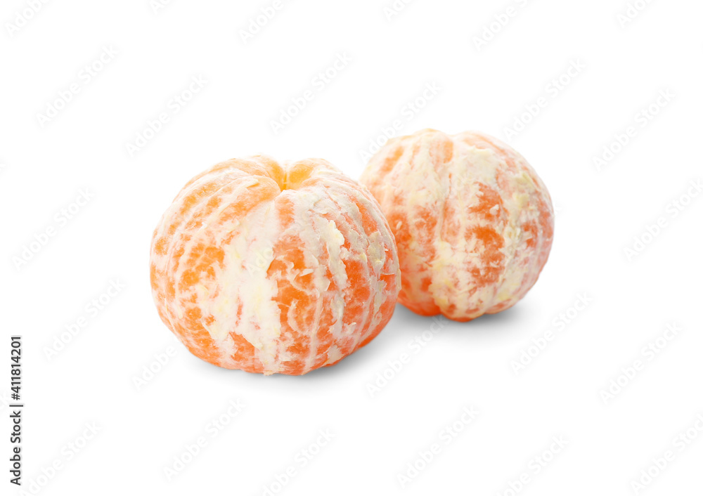custom made wallpaper toronto digitalPeeled fresh tangerines on white background. Citrus fruit
