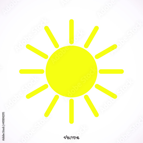 flat yellow sun icon isolated on white background