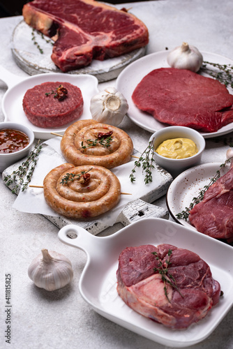 Assortment of various types of meat