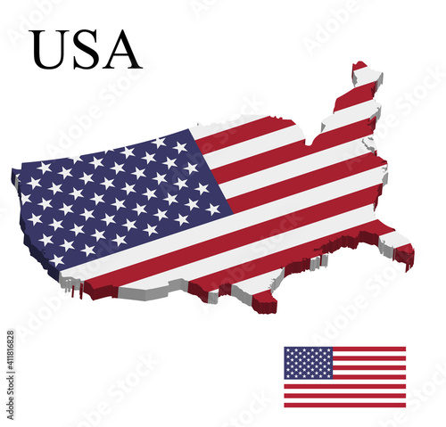 Flag of USA on 3d map