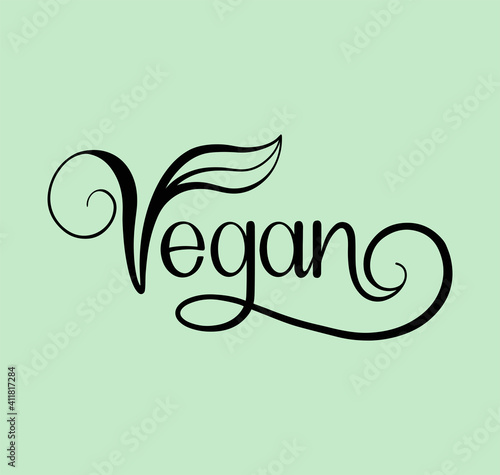 Vegan vector icon. Organic, bio, eco symbol. Vegan, no meat, lactose free, healthy, fresh and nonviolent food. Green vector illustration with leaves for stickers, labels and logos