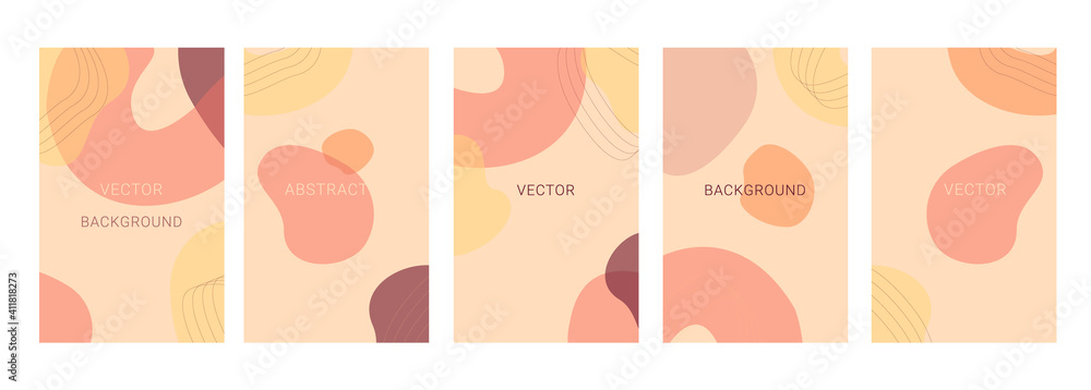 Big vector set in minimal trendy style. Abstract design template banners can be useful for websites, mobile app, smartphone templates, brochures, social media, stories and etc.