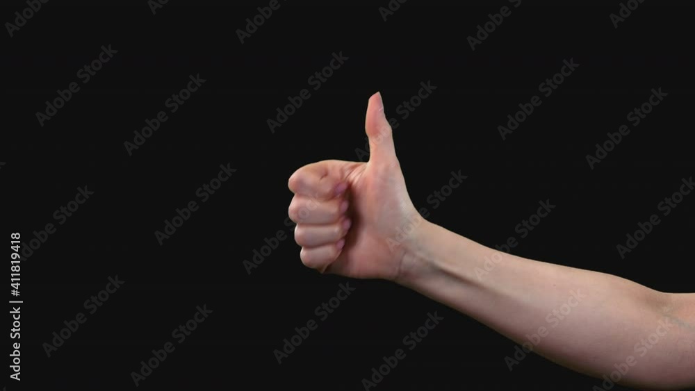 Set of 6 different pre keyed chroma key transparent thumbs up and down gestures on greenscreen womans hand shot in 4k uhd Set of 6 different pre keyed chroma key transparent thumbs up and down gestures on greenscreen womans hand shot in 4k uhd