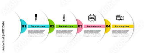 Set line Spanking paddle, Anal beads, Sex tv old television and Video camera with. Business infographic template. Vector.