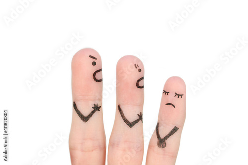 Bilde på lerret Fingers art of family during quarrel