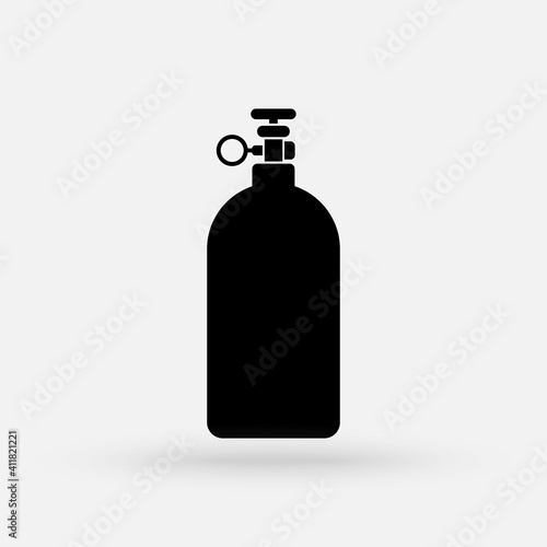 Gas cylinder vector tank. Lpg propane bottle icon container. Oxygen gas cylinder canister fuel storage. Simple modern icon design illustration.