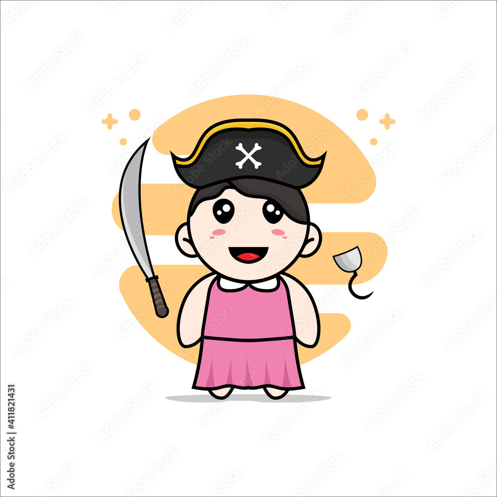 Cute girl character wearing Pirate costume. Cute girl character wearing Pirate costume.