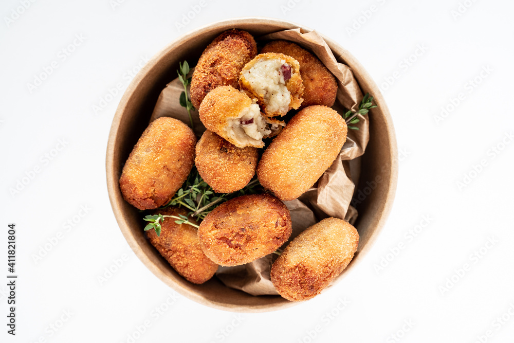 Homemade croquettes in Andalusian restaurant