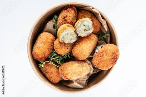 Homemade croquettes in Andalusian restaurant photo