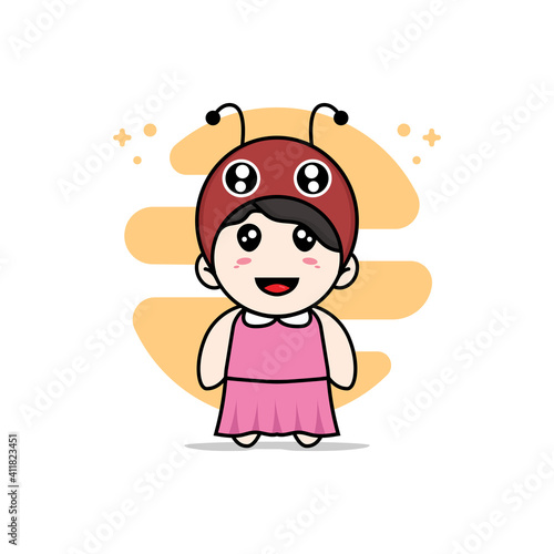 Cute girl character wearing dragonfly costume.