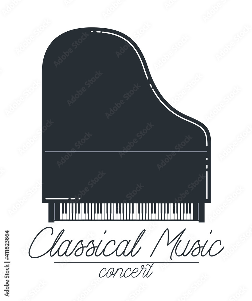 Classical music emblem or logo vector flat style illustration isolated ...