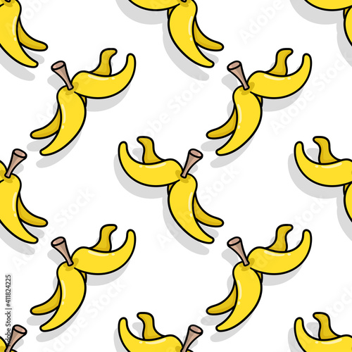 yellow banana peel seamless pattern textile print. repeat pattern background design