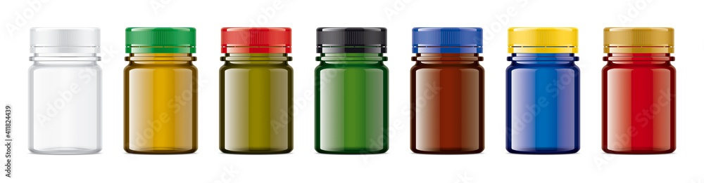 Set of Colored Transparent Plastic Bottles. Set of Colored Transparent Plastic Bottles.