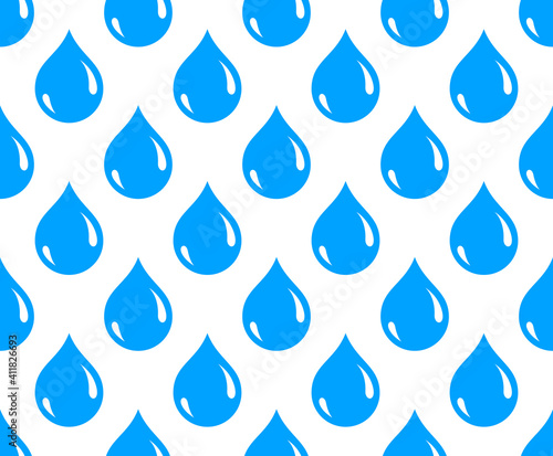 Water drops seamless vector wallpaper, raindrops endless pattern background, weather theme picture.