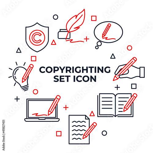 Set of Copyrighting icons. copywriting pack symbol template for graphic and web design collection logo vector illustration