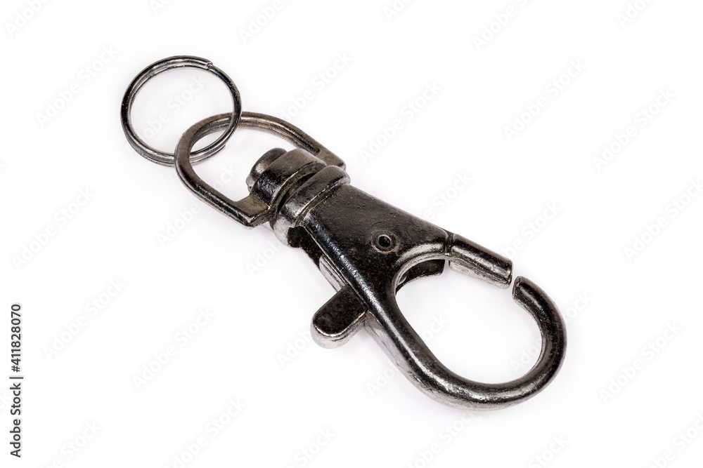 Metal swivel eye snap hook with split ring close-up Metal swivel eye snap hook with split ring close-up